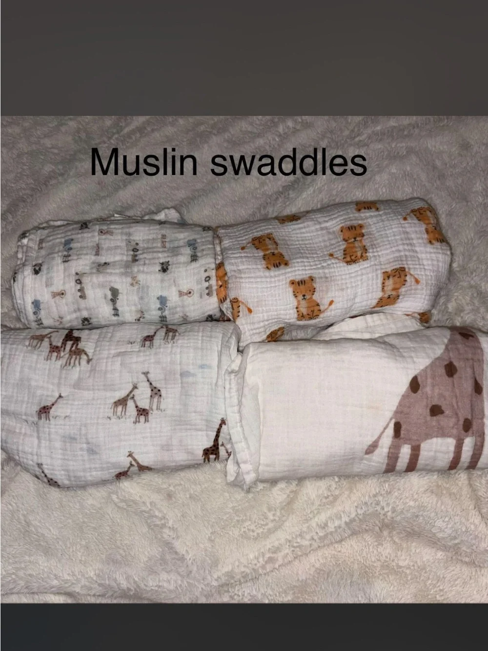 Muslin Swaddle Blankets - Neutral Animal Prints